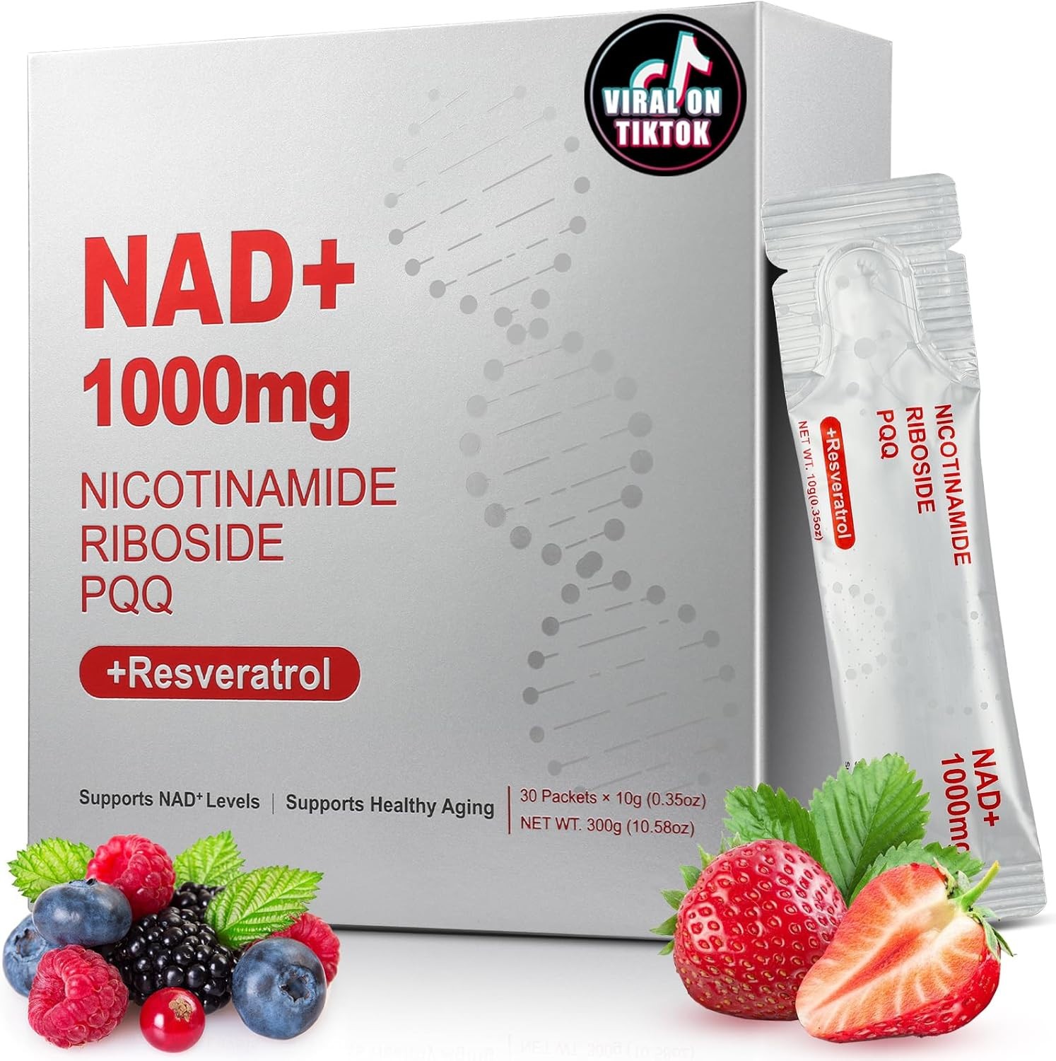 3 Boxes NAD 1000mg Liquid Nicotinamide Riboside Resveratrol Supp 30 Pack each