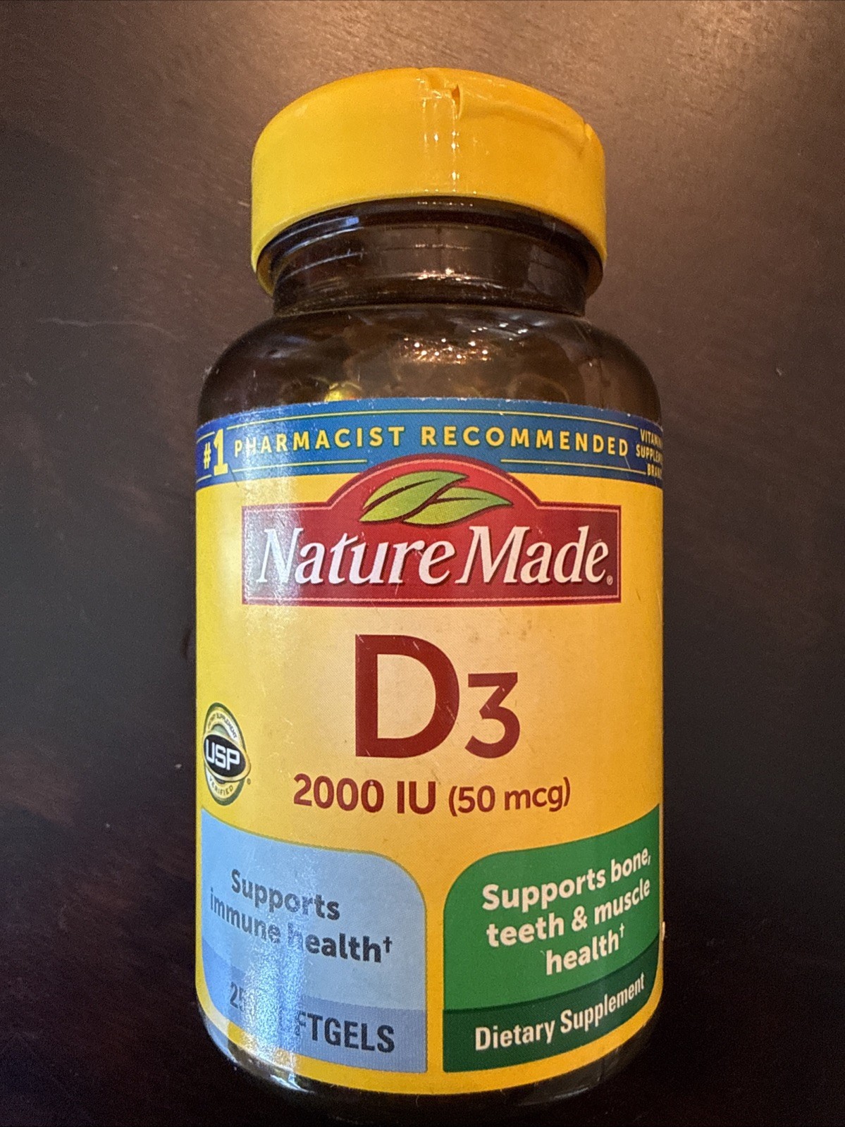 Nature Made D3 2000 IU (50 mcg) 250 Softgels Expies 06/2028