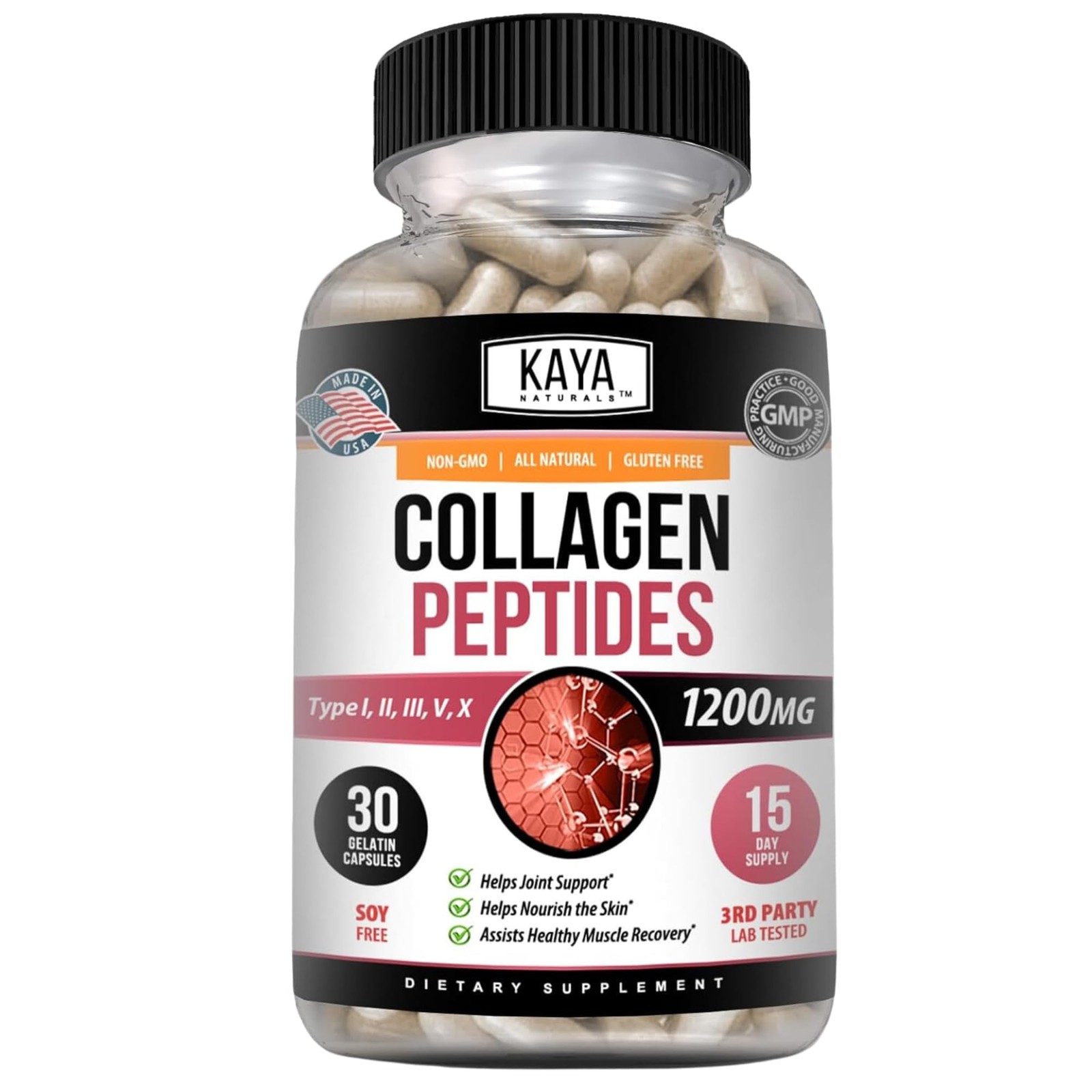 Kaya Naturals Multi Collagen Peptides Complex Powder for 30 Count (Pack of 1)