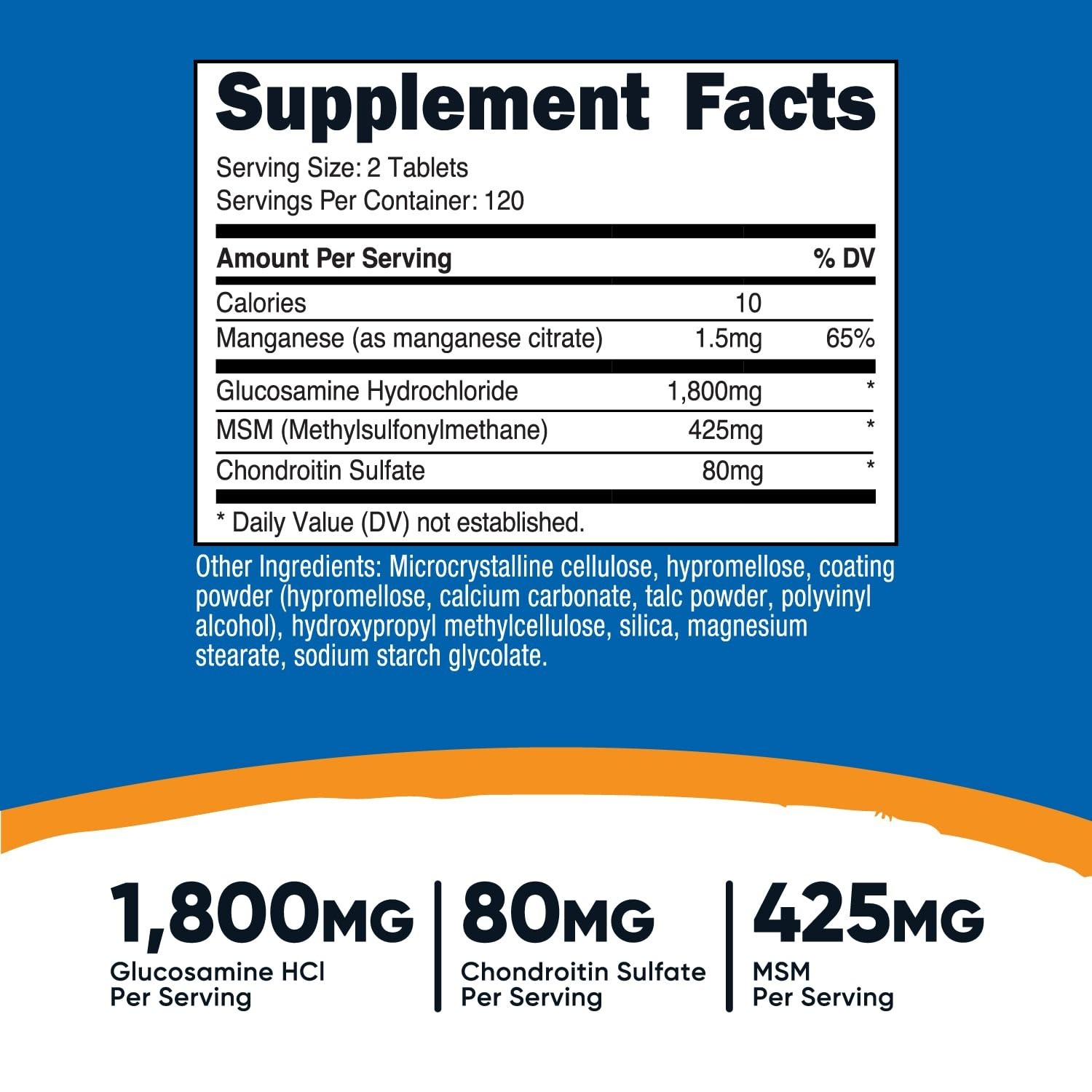 Glucosamine 1800mg with Chondroitin & MSM – 240 Tablets, GMO-Free, Gluten-Free