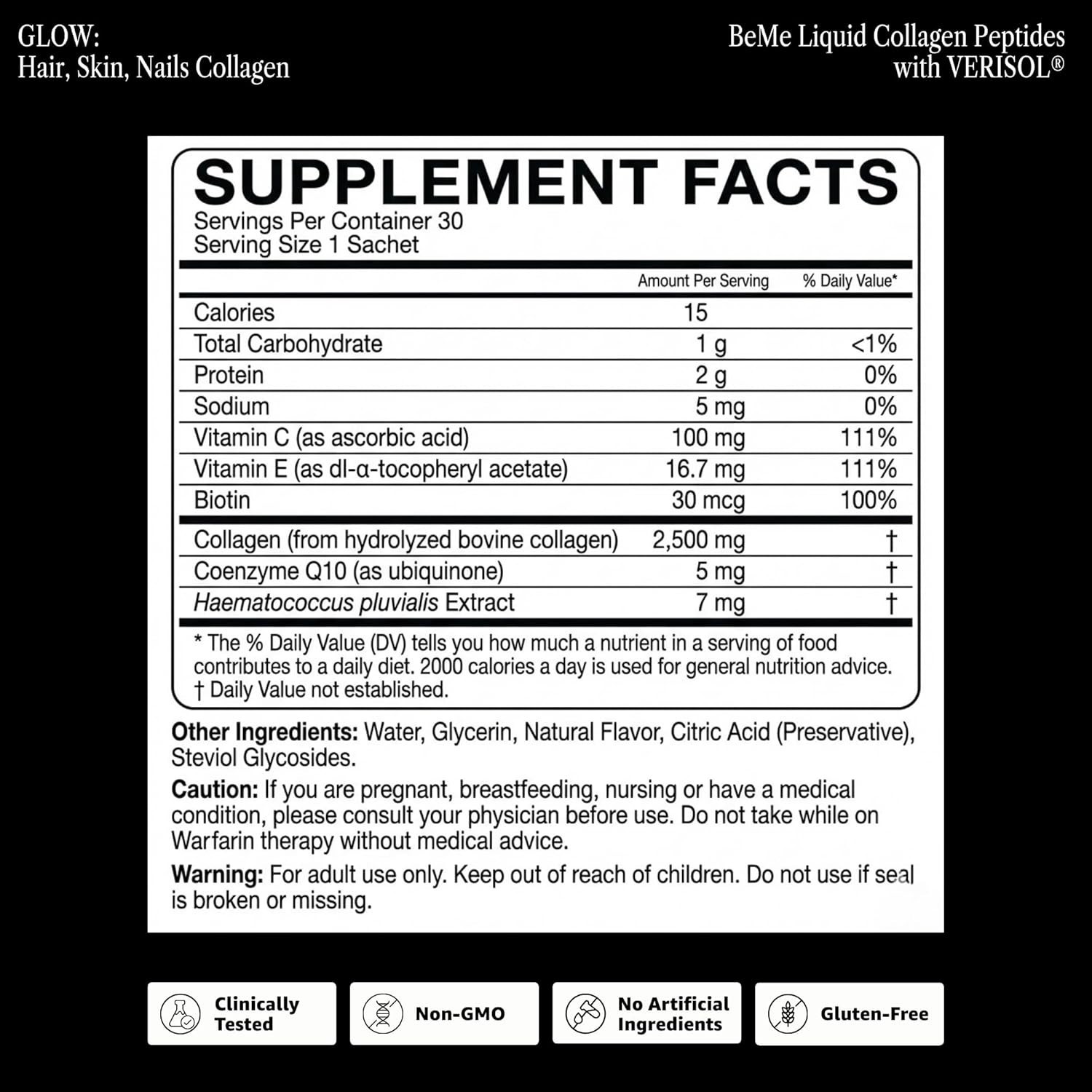 BeMe Liquid Collagen for Women – 2500mg Verisol Collagen Liquid