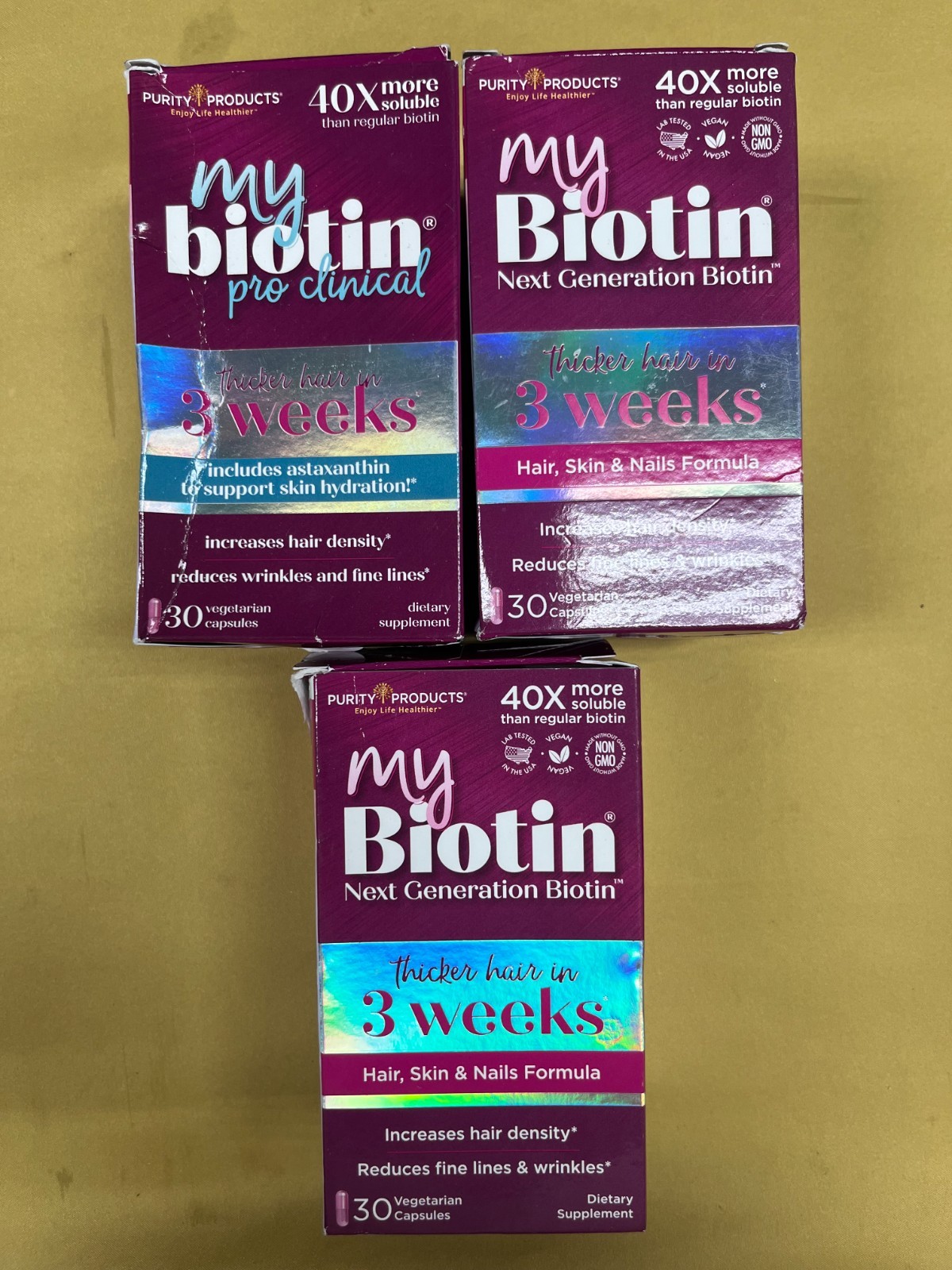 3 New Purity Products MyBiotin Next Generation – 30 Capsules Each Exp. 10/2026+