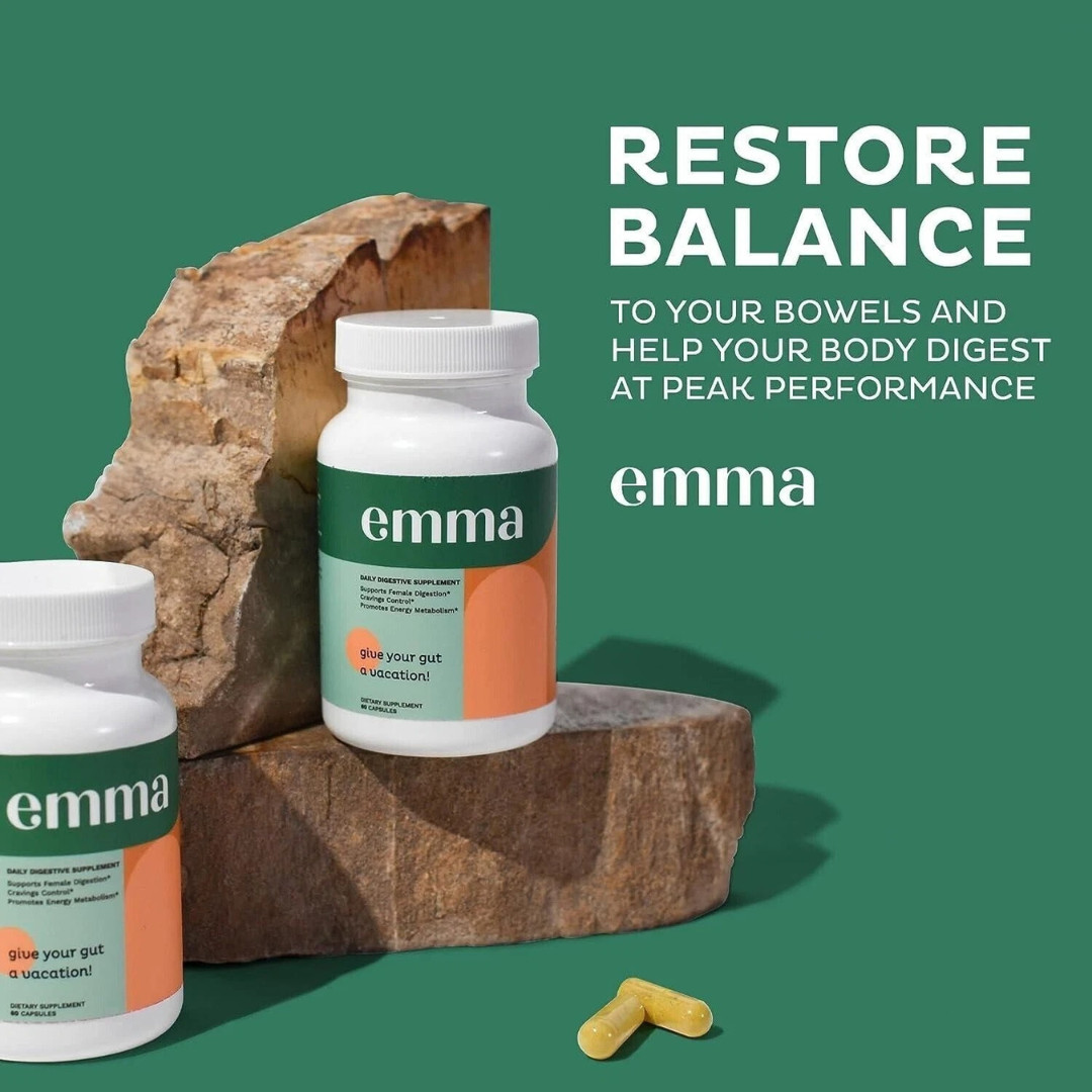 Emma Gut Health Doctors Endorsed Health Formula 60 Count Capsules Gas Relief