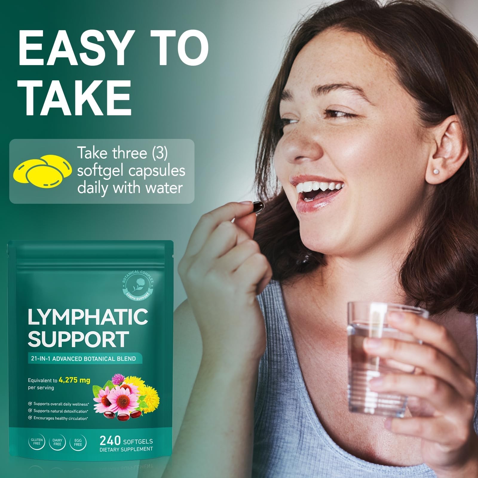 2 Pack Lymphatic Drainage Supplements – 21-in-1 Herbal Complex for Cleanse, Bala
