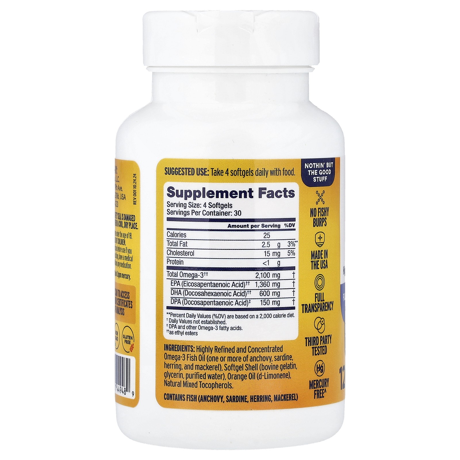 Omega-3 2100® Minis, High Potency, Orange, 120 Softgels (525 mg per Softgel)