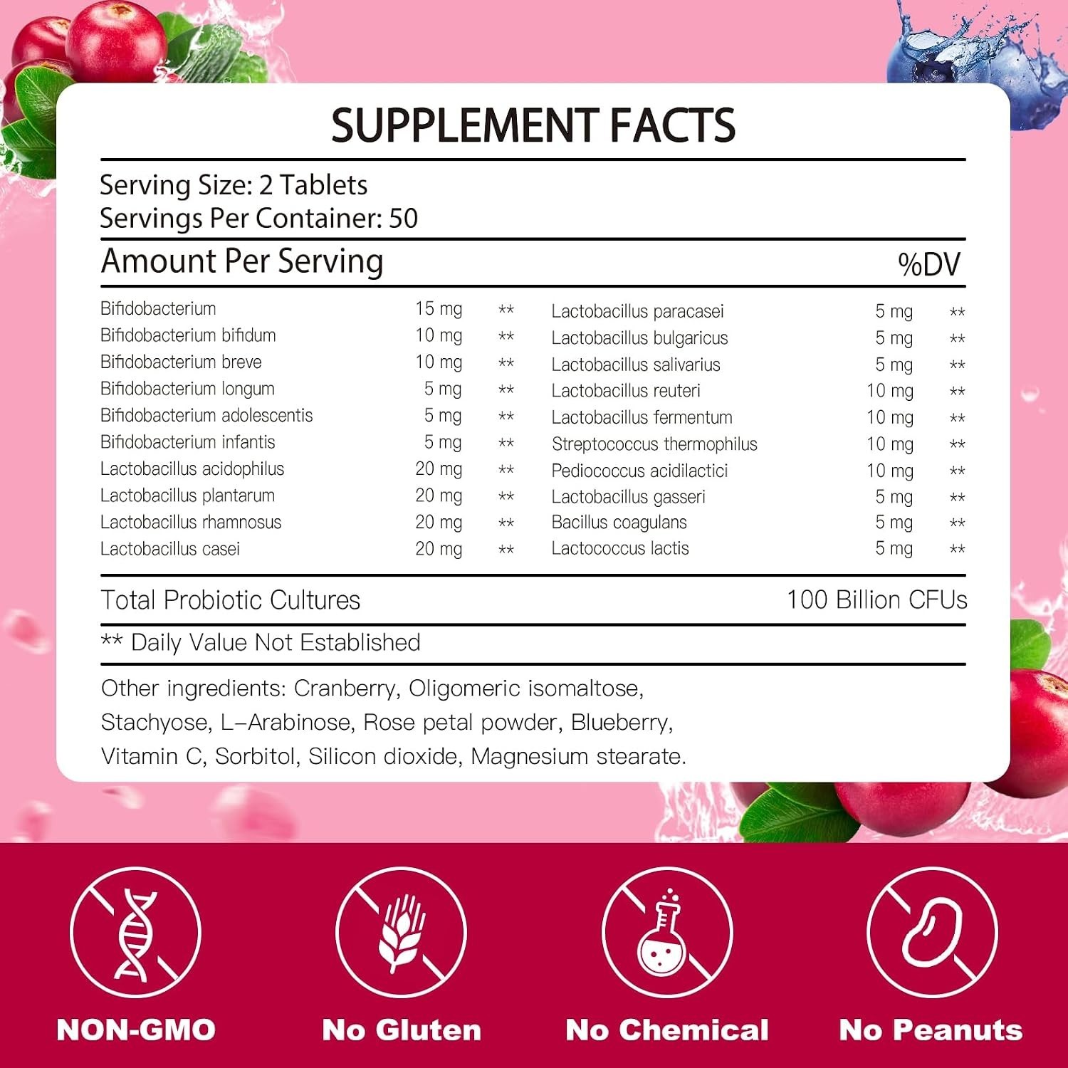 Organic Probiotic Tablets for Women’s Health: 50-Day Supply of 100 Tablets