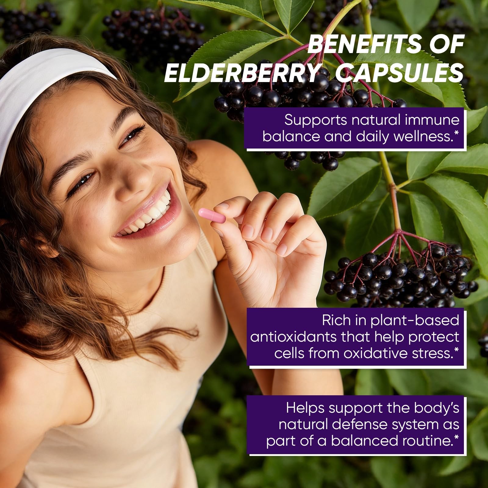 Uozxil Elvera Elderberry Elvera Gut Support Complex1200 Mg Sambucus Elderberry