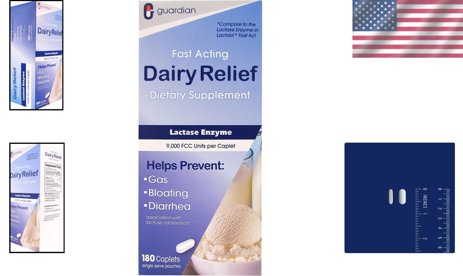 Relieve Lactose Intolerance Quickly – 180 Unflavored Caplets of Maximum Strength