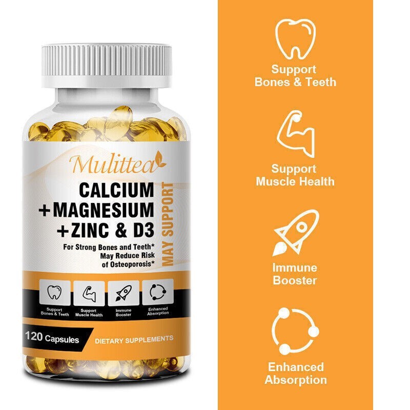 4Bottles Zinc Calcium Magnesium Vitamin D Complex Supplement Bone Muscle Immune