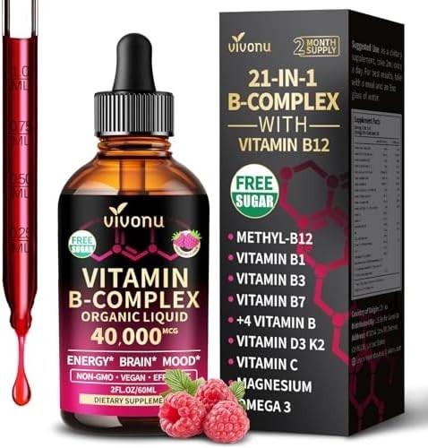 Vitamin B Complex Liquid Drops, Methylated Vitamin B12 , B1, B6, B3, B5,