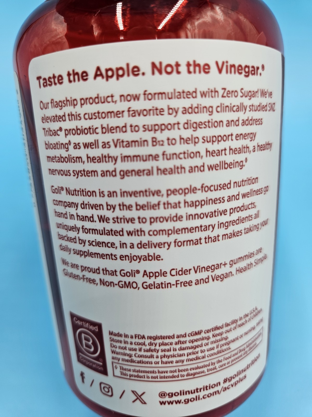 Goli Zero Sugar Apple Cider Vinegar + Gummies – Lot of 3 bottles, Exp: 01/2027