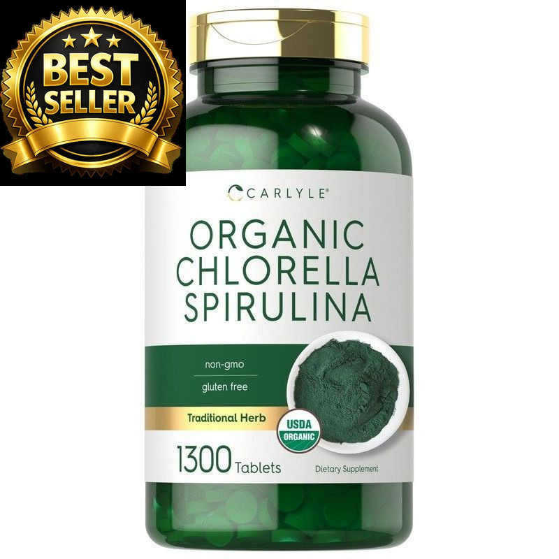 Carlyle Organic Chlorella Spirulina Tablets | 1300 1300 Count (Pack of 1)