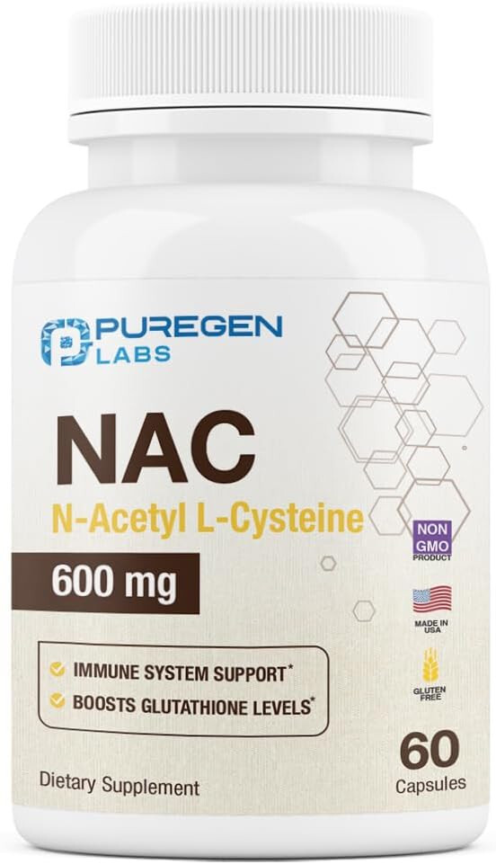 Puregen NAC N-Acetyl Cysteine 600mg 60 Capsules 1 PK