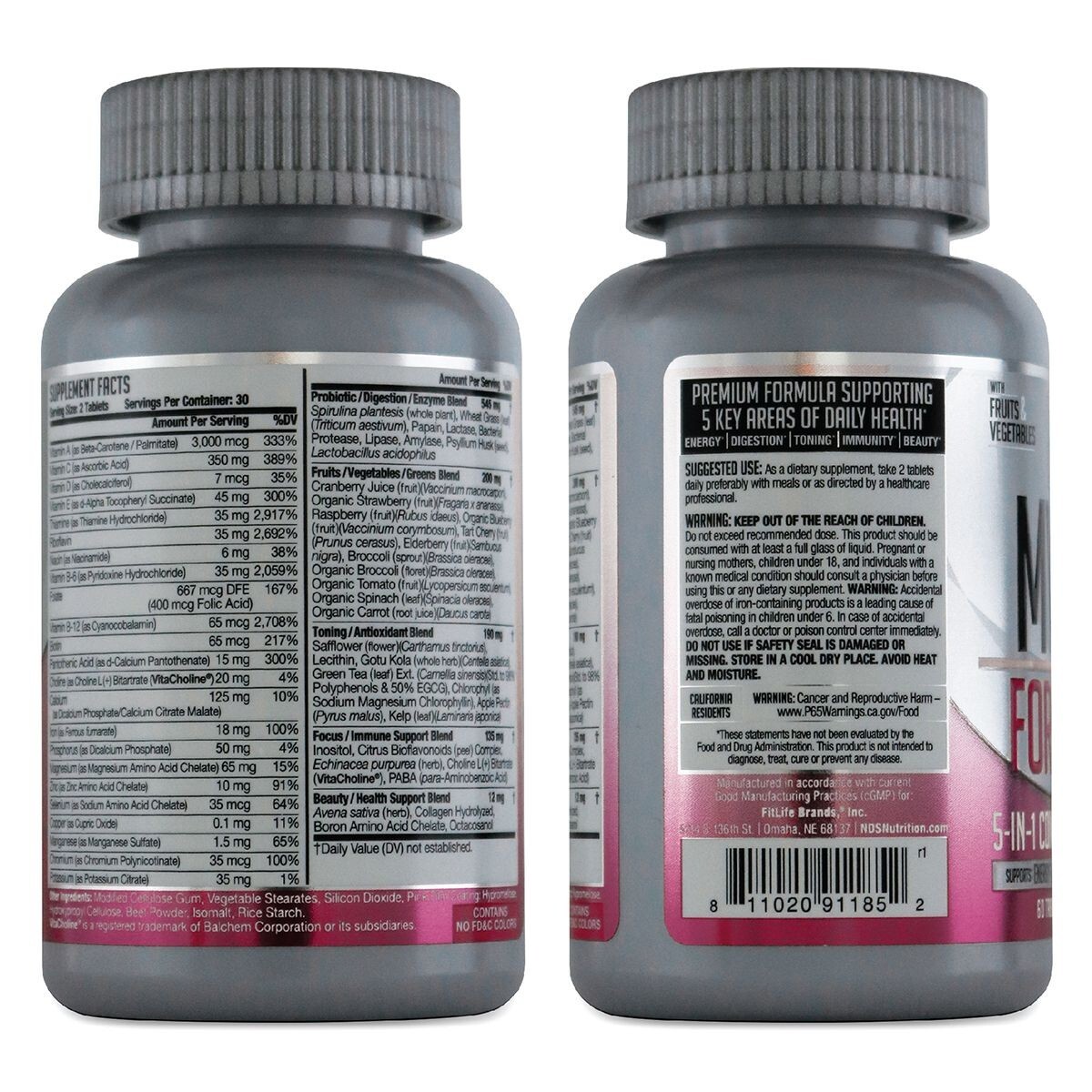 NDS Nutrition MV360 For Women, 5-in-1 Complete Multivitamin for Women 60 Tablets