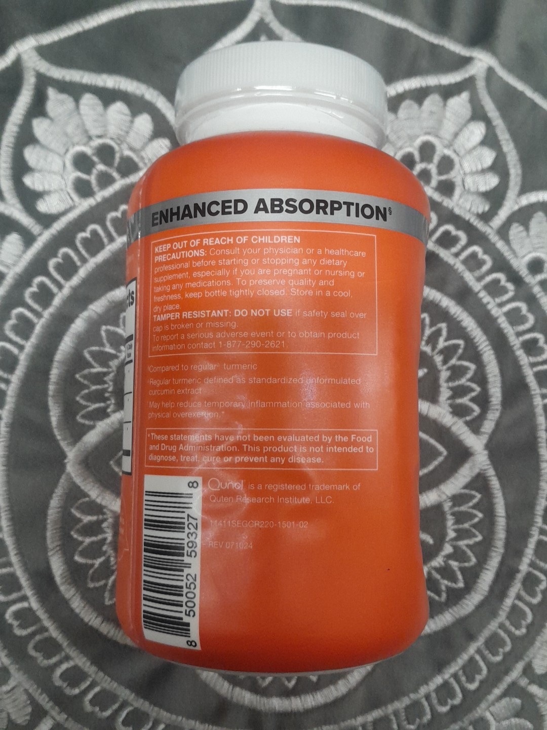 Qunol Turmeric (95%Curcuminoids) 1500 mg+Ginger+Black Pepper 220Caps EXP 05/2028