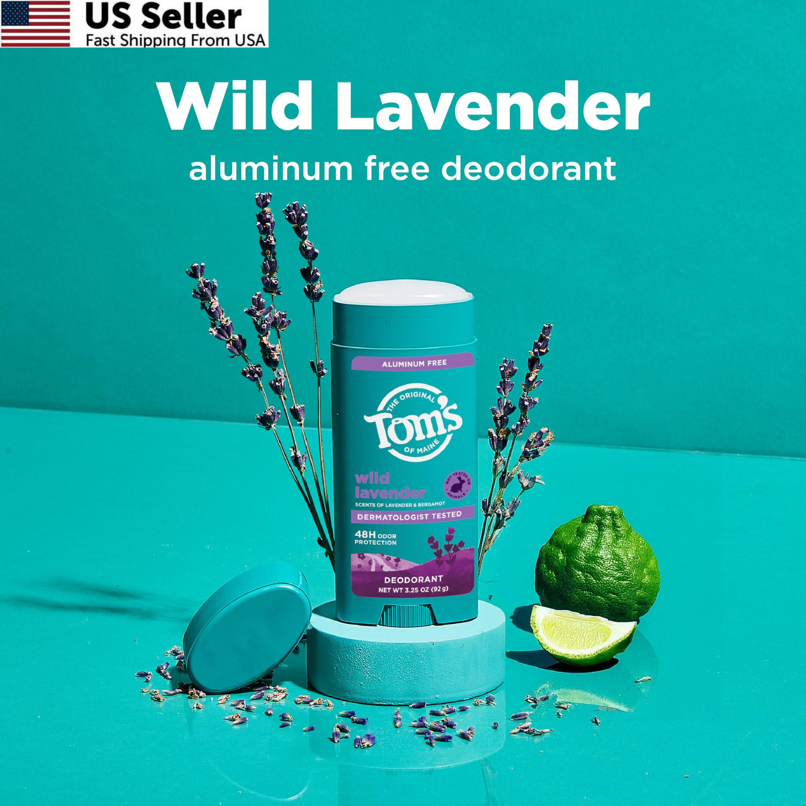 Tom’s of Maine Wild Lavender Natural Deodorant for Men 3.25 Ounce (Pack 2)