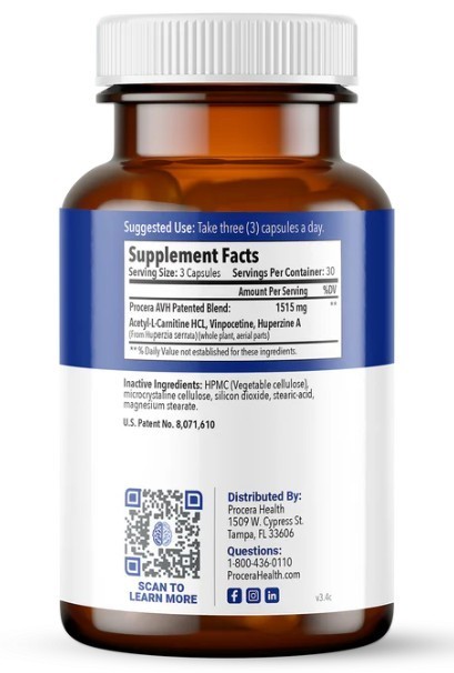 Procera AVH Brain Health Support 90 Capsules *New Label* Exp 04/2028