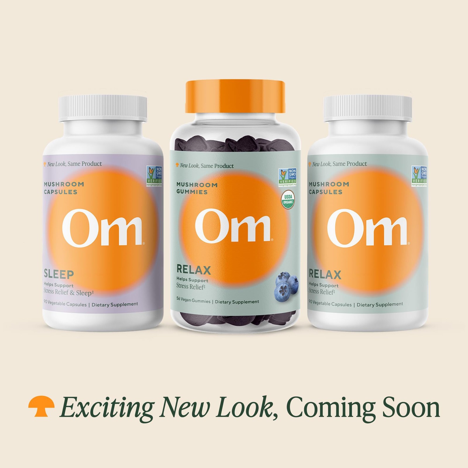 OM MUSHROOM SUPERFOOD Relax Mushroom Capsules, 90 Count, 30 Days EXP 8/2026