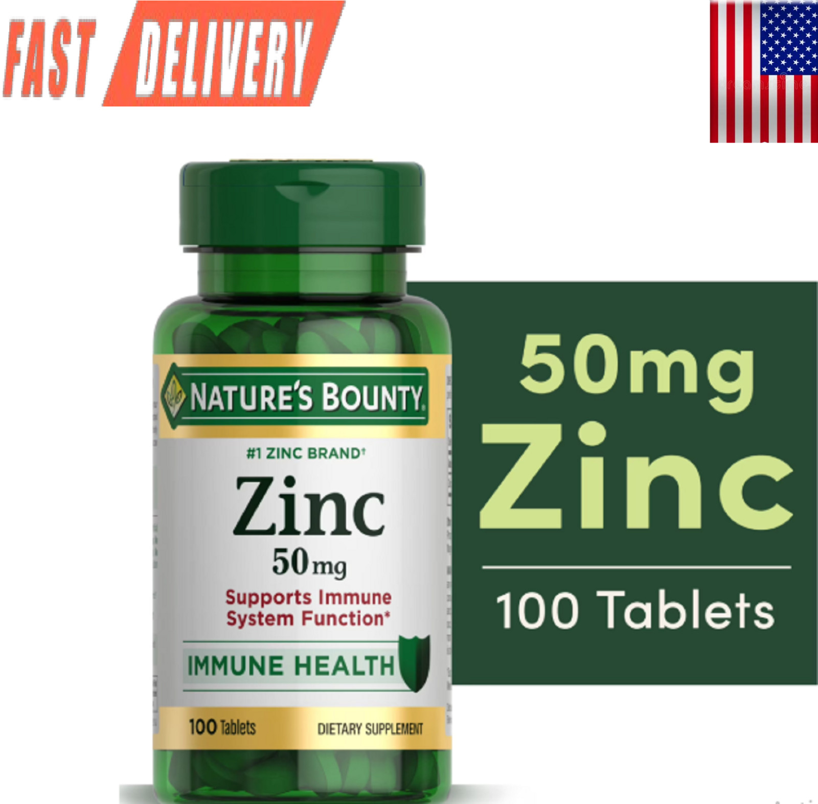 Nature’s Bounty Zinc Supports Immune Health 50mg 100 ct Caplets