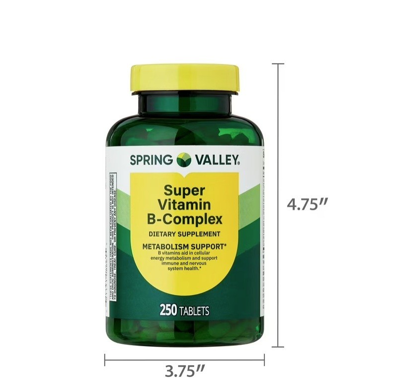 2 PACK Spring Valley Super B-Complex 250 Tablets Energy Metabolism Support