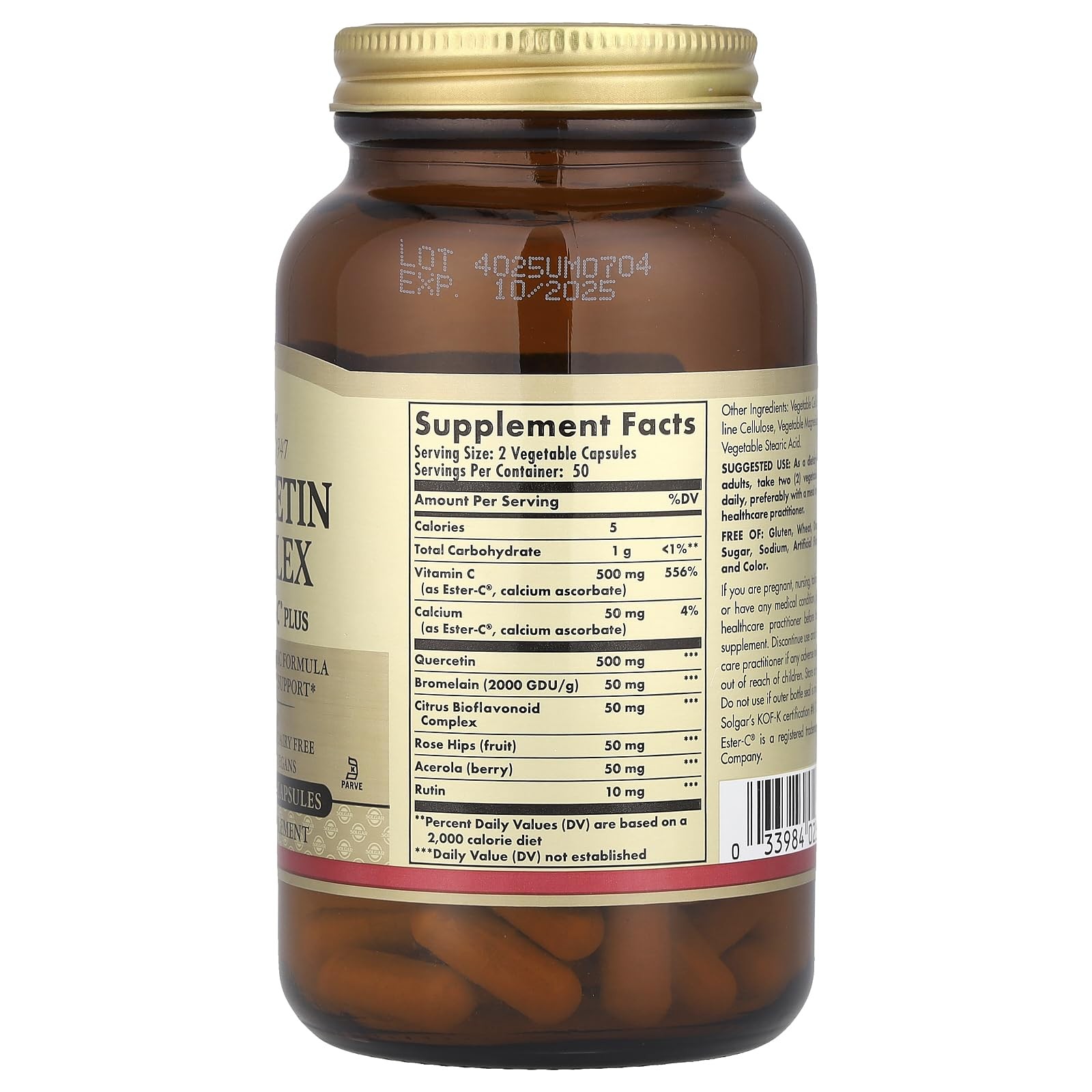 Solgar Quercetin Complex with 100 Count (Pack of 1), Standard Packaging