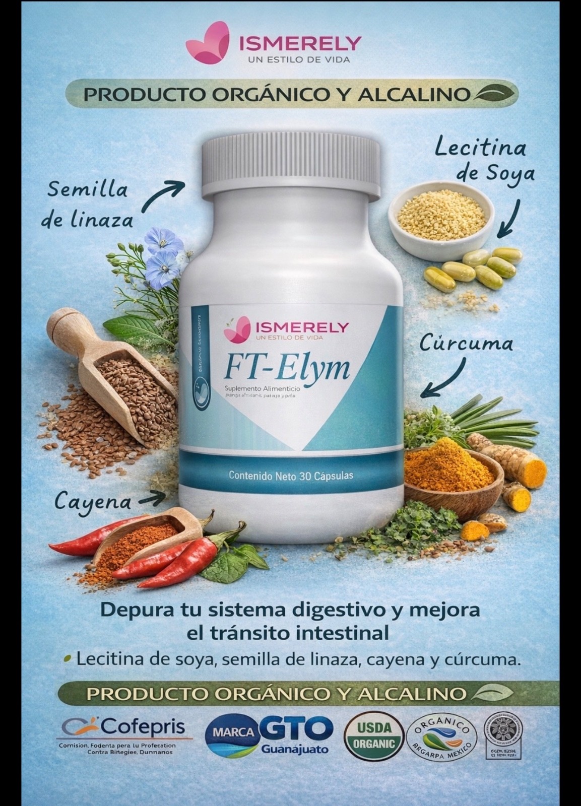 Ft-Elym Caps Ismerely Combate el Estreñimiento Crónico,Perdida de Peso/Grasa