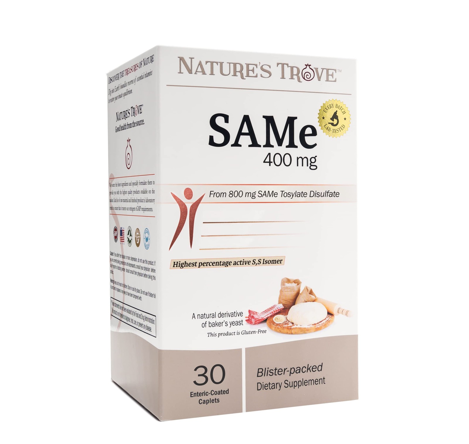 Nature’s Trove SAM-e 400mg 30 Enteric Coated Caplets. 30 Count (Pack of 1)