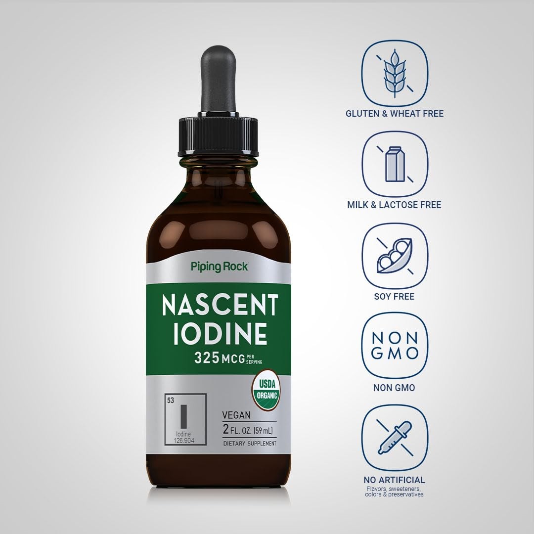 Piping Rock Nascent Iodine Drops Organic | 2 fl oz | 2 Fl Oz (Pack of 1)