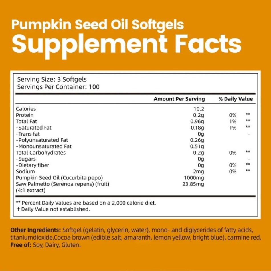 Pumpkin Seed Oil 1000mg Saw Palmetto 300 Softgels Non-GMO Cold Pressed 1 – 3Pack
