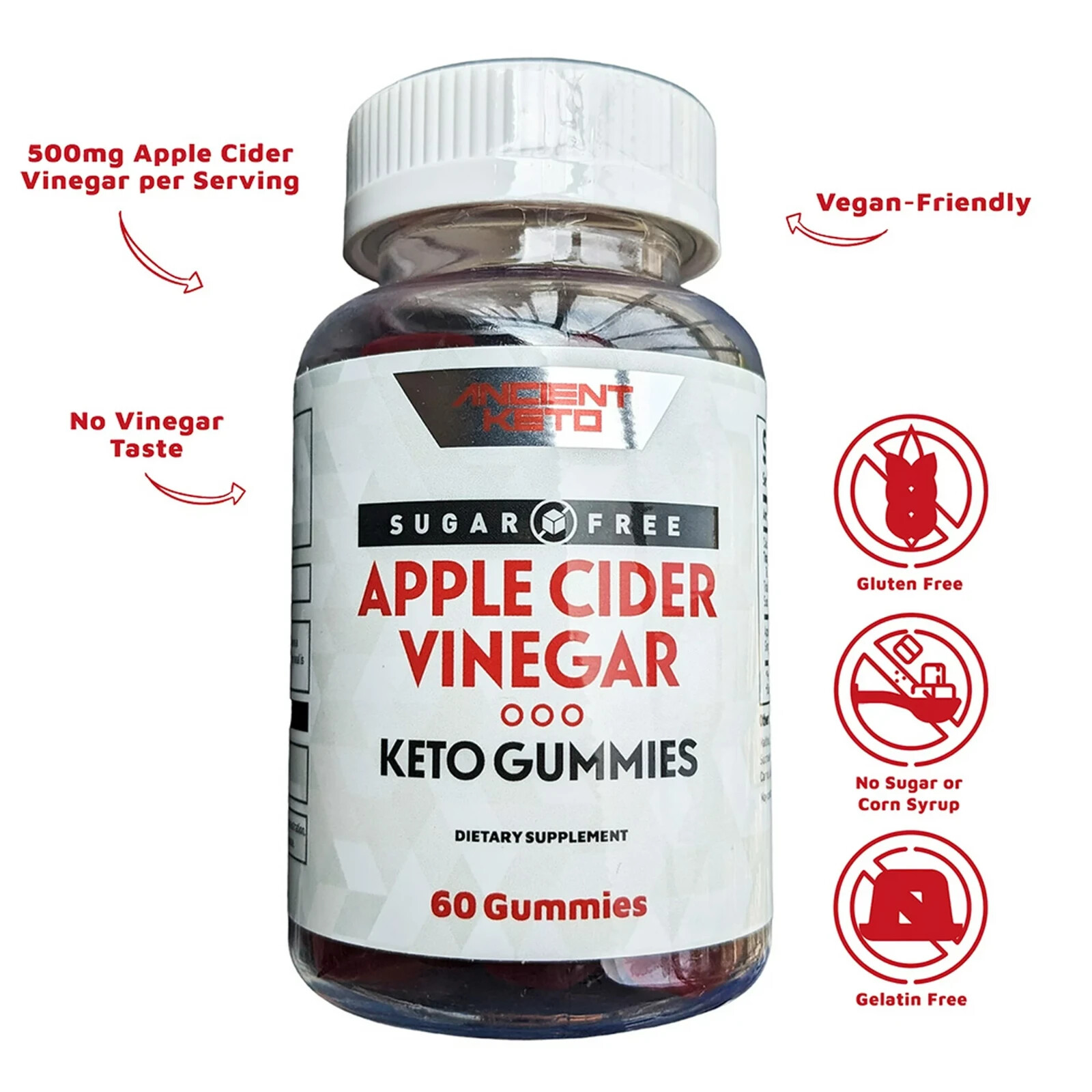 Keto ACV Gummies Sugar, Gluten & Gelatin Free, 240 Gummies – 4 PACKS (Expired)