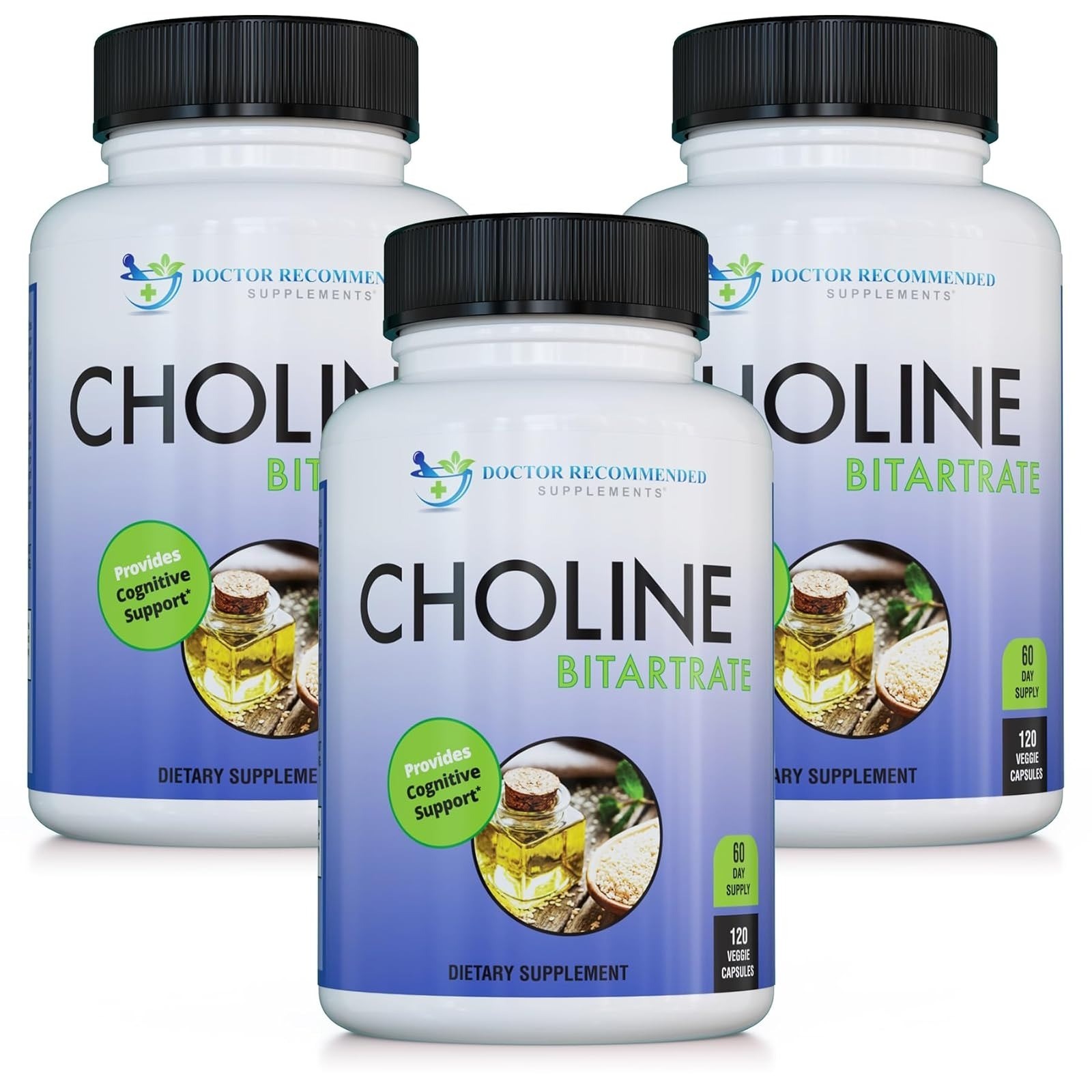 Premium Choline – 500 mg – 120 Veggie Capsules – Supports Cognitive Health, Memo