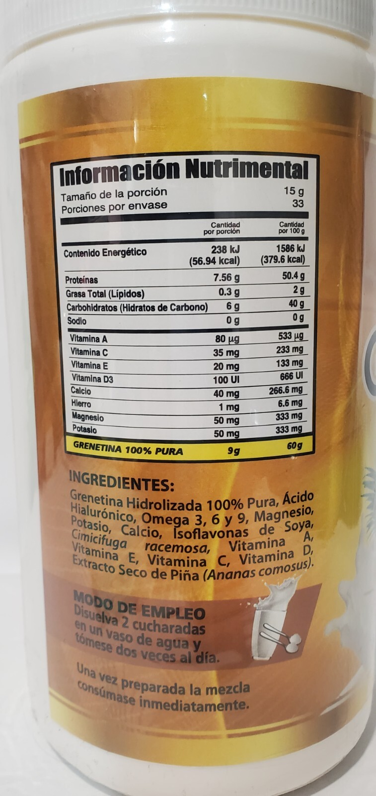 GRENETINA 100% NATURAL HIDROLIZADA { MANGO } Natumex Supreme Net 500g GM