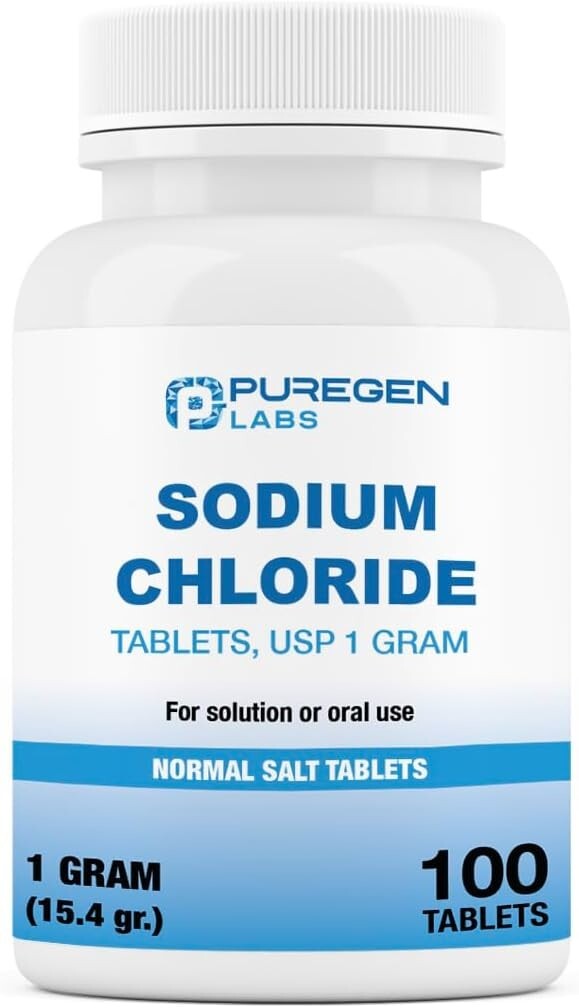 Puregen Sodium Chloride Tablets Normal Salt 1 GM (1000 mg) 100 Tablets Pack of 2