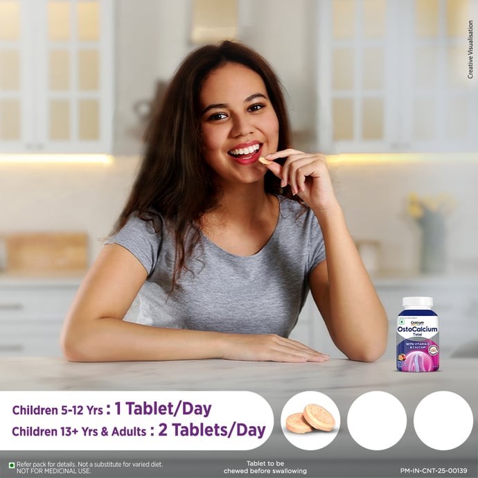 Centrum OstoCalcium Total Chewable 60 Tablets Strong Bone, Joint & Muscle Health