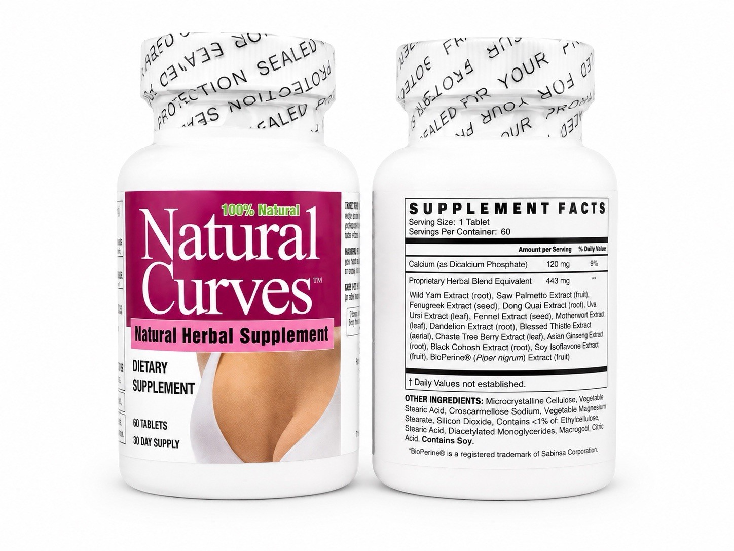 Natural Curves, Natural Herbal Supplement 100% Natural, 60 ct, NEW