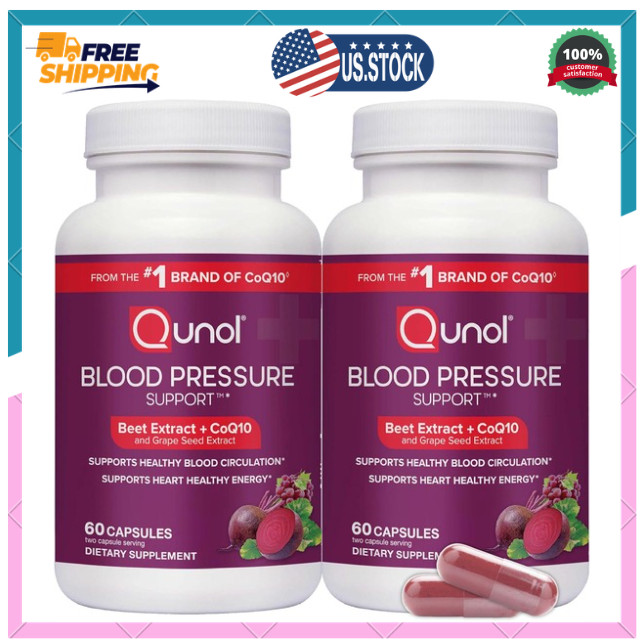 Qunol Blood Pressure Support, 3 in 1 Beets + CoQ10 + 120 Count (Pack of 1)