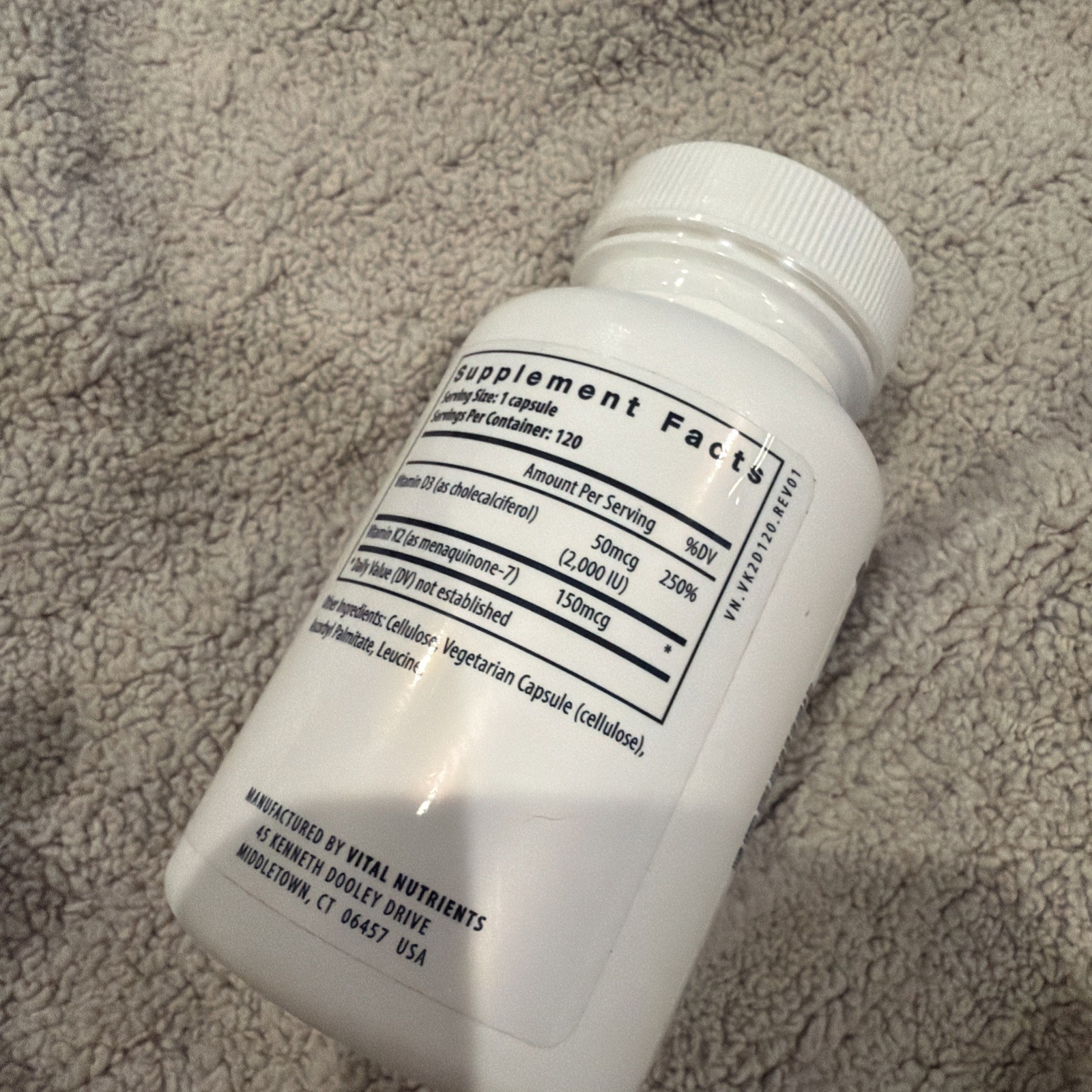 Vital Nutrients Vitamin D3 + K2 | 2000 IU | Vitamin D3 K2 Supplement 120 CAPS!!