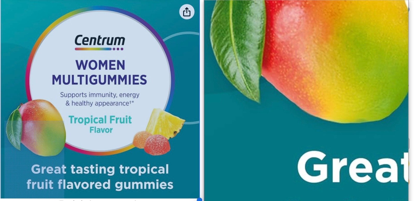 Centrum MultiGummie Women’s Multivitamin Support, 100 Count 50 Day Fruit Flavor