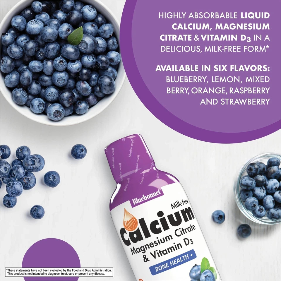 Liquid Calcium Magnesium Vitamin D3 Blueberry Flavor 16 Fl Oz