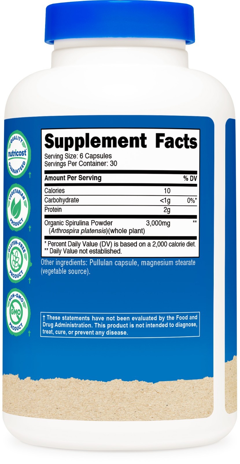 Nutricost Spirulina 3,000mg, 180 Capsules, Made with Organic Spirulina