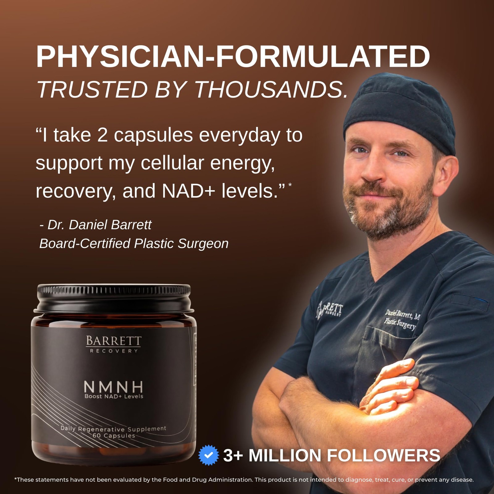 Barrett Recovery NMNH NAD+ Support Supplement – Daily Cellular Energy & Vital…