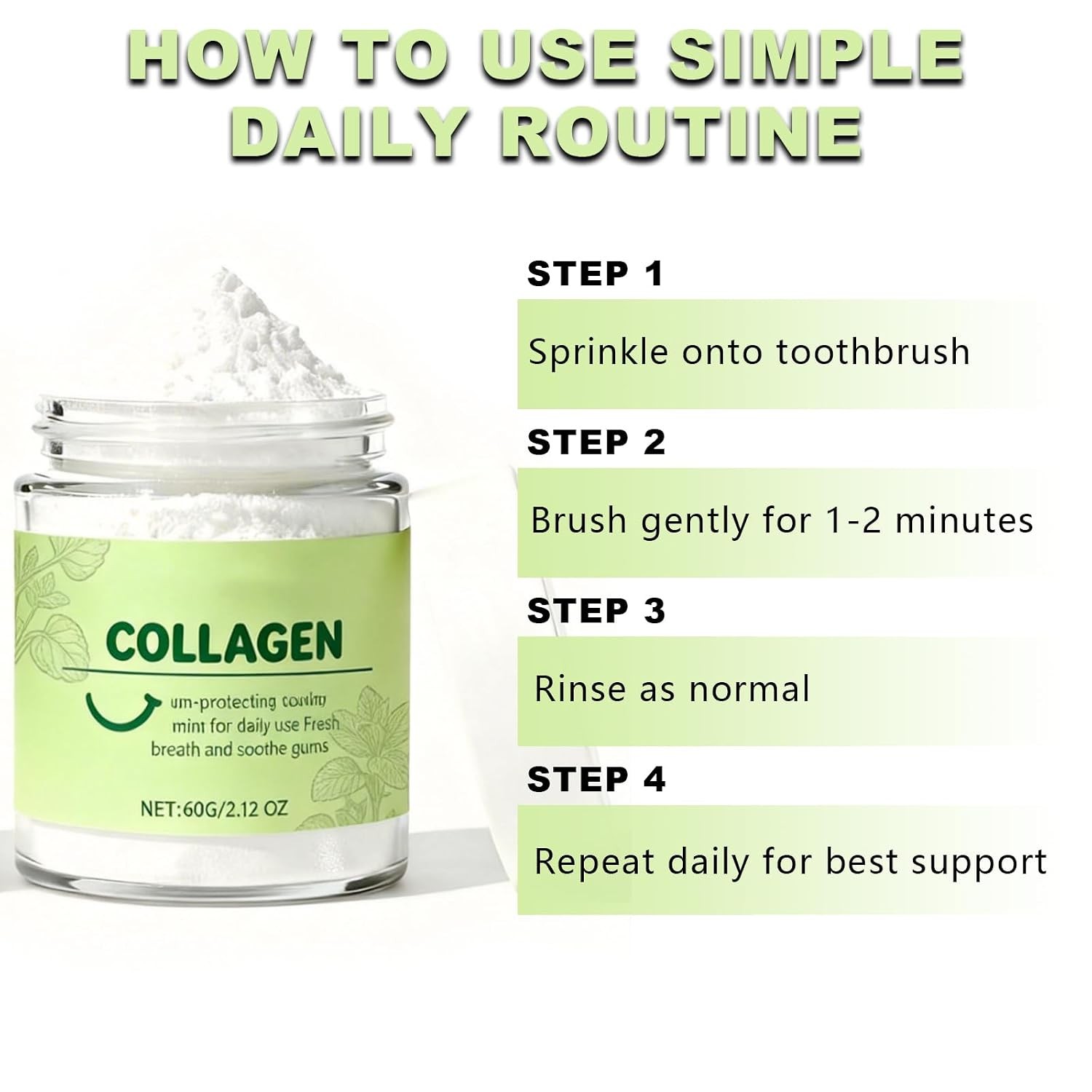 2PCS Collagen Tooth Powder,Collagen Powder for Gums, Smile Strengthening, Provid