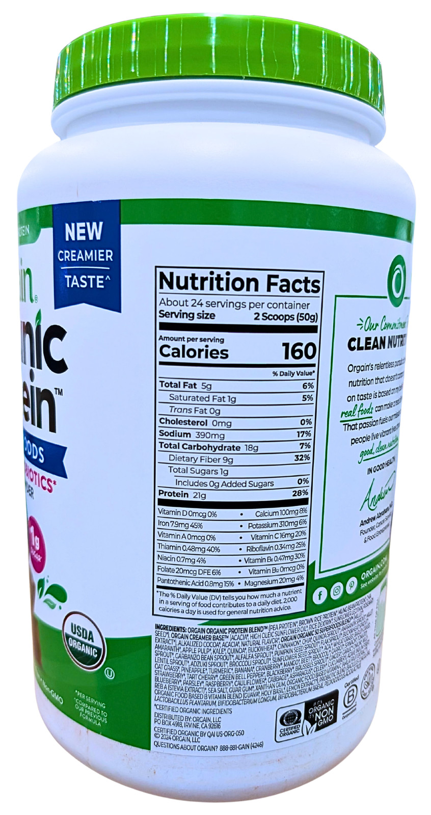 Orgain Organic Protein & Superfoods Chocolate Fudge Flavor 2.64 Lbs EXP 01/2027