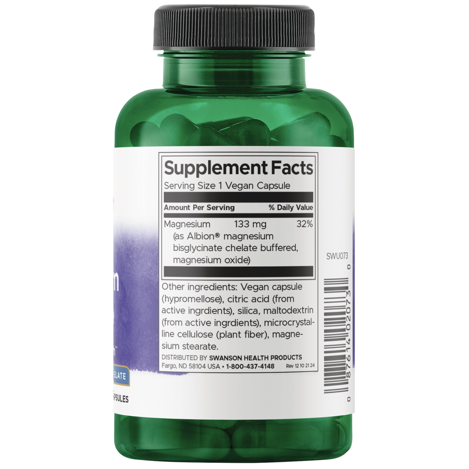 Swanson Albion Magnesium Glycinate, Mineral Supp., Cheleated Form 133 mg/ 90 ct