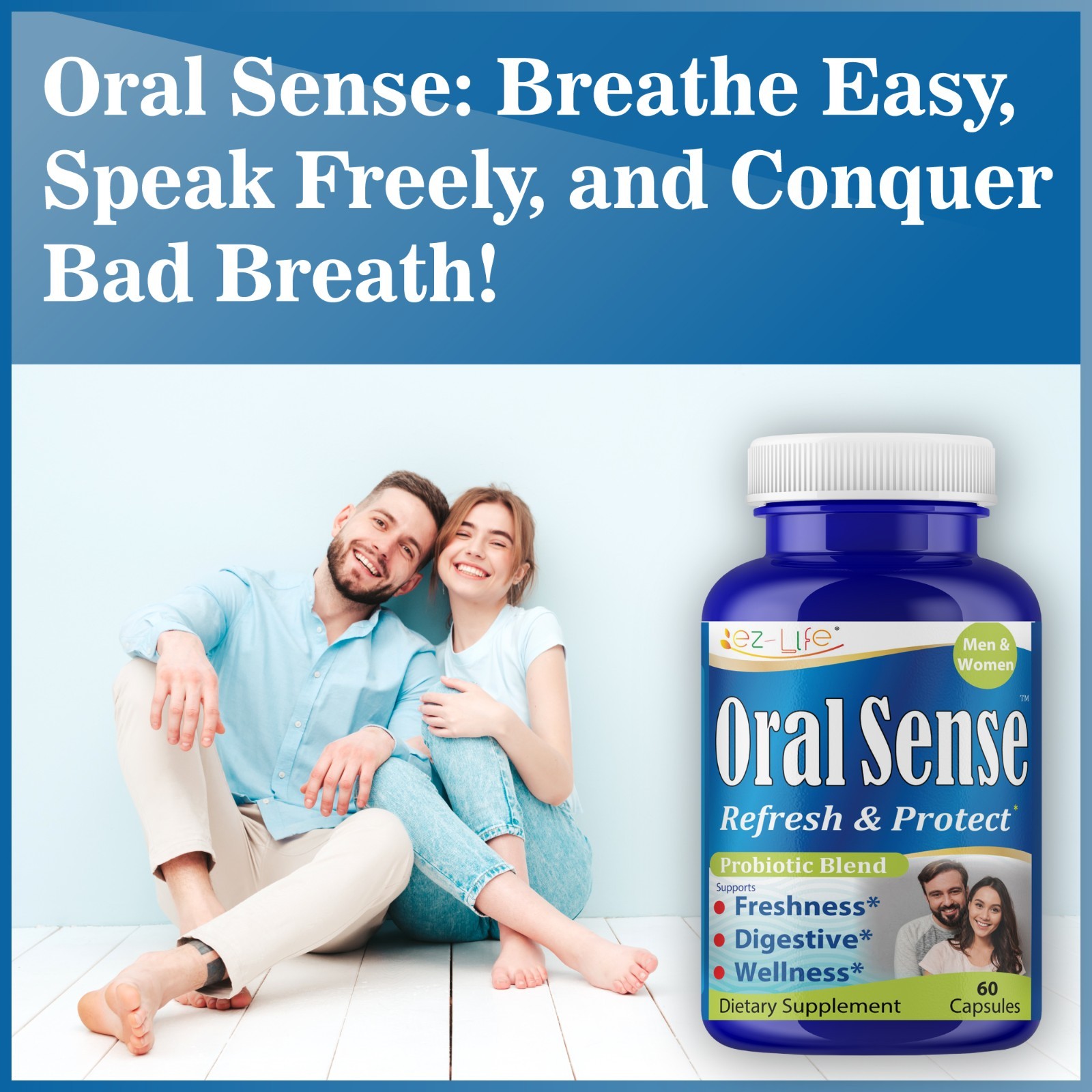 Oral Probiotics for Mouth Bad Breath for Adults & Gum Support | Fresh Breath 60c