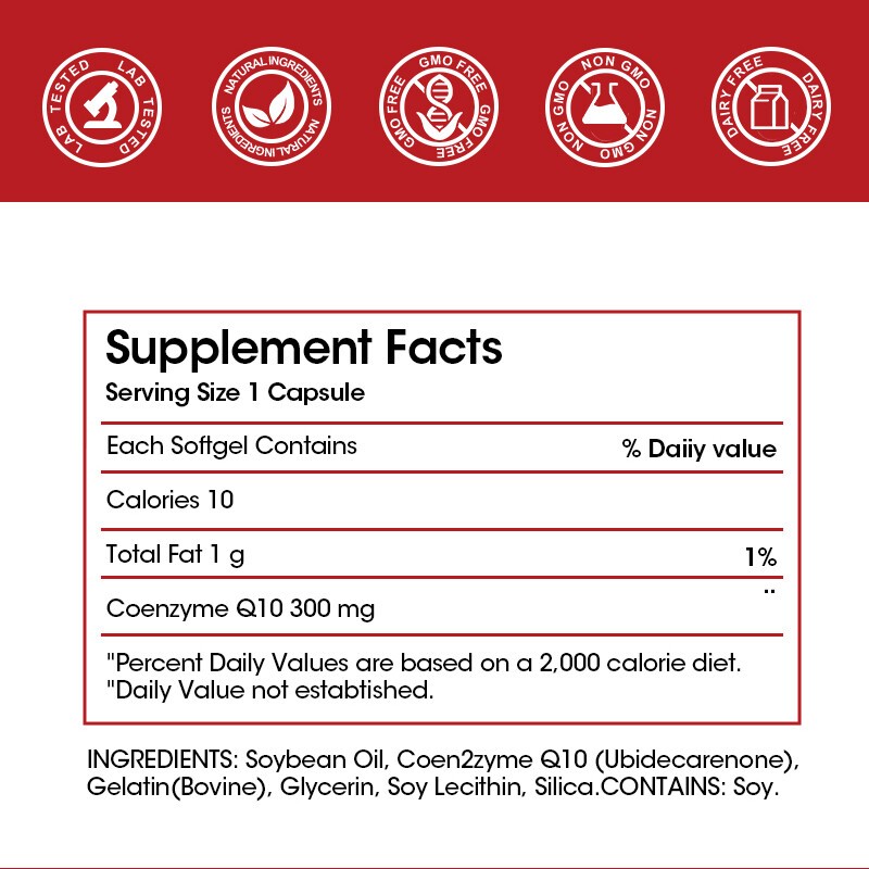 2 Packs CoQ-10 300mg-120 Softgels Coq10 Co Q10 Coenzyme Heart Support NON GMO