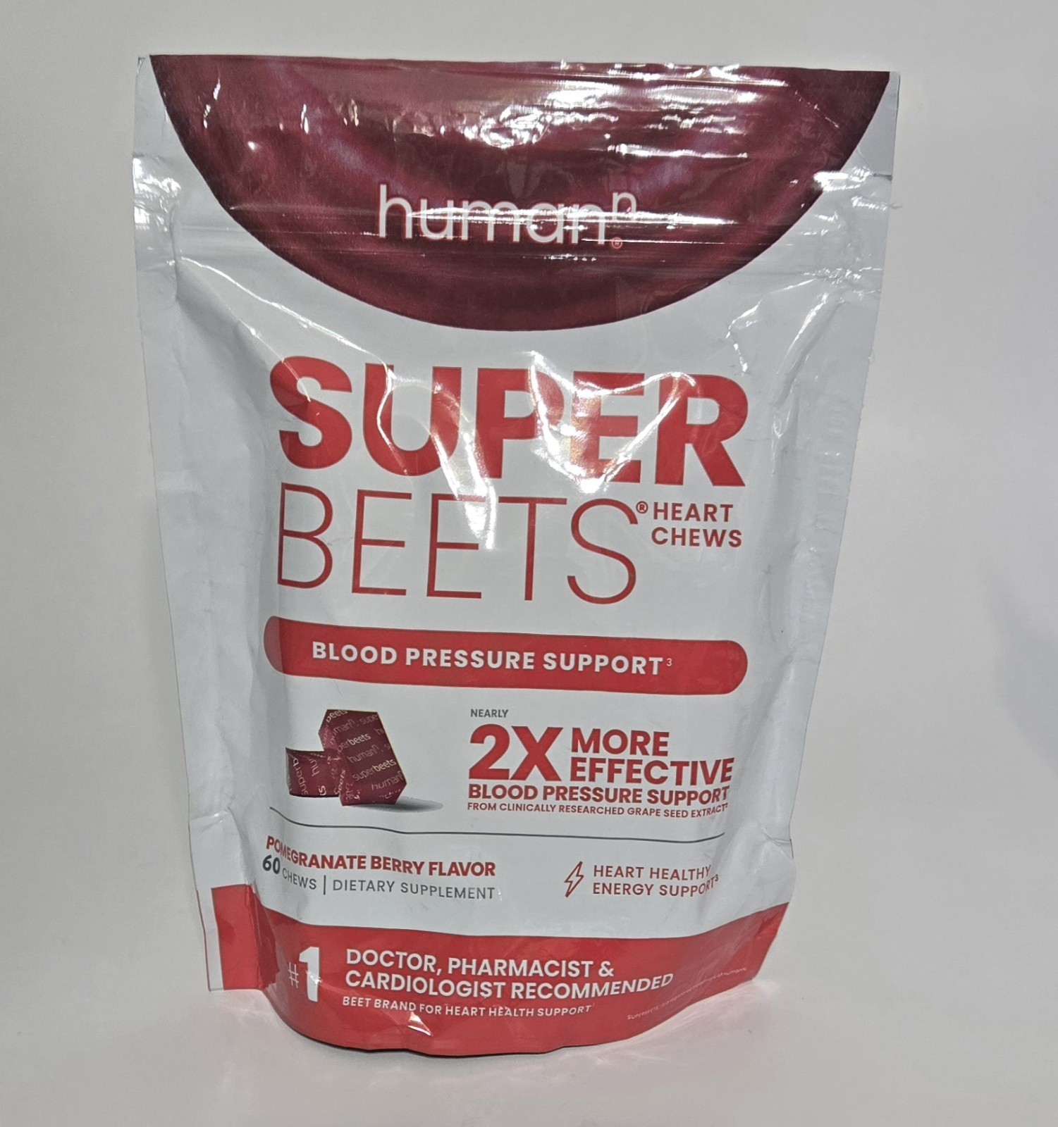 Humann Super Beets Heart Chews Pomegranate Berry Lot of 2 – 60 Per Bag/120 Total
