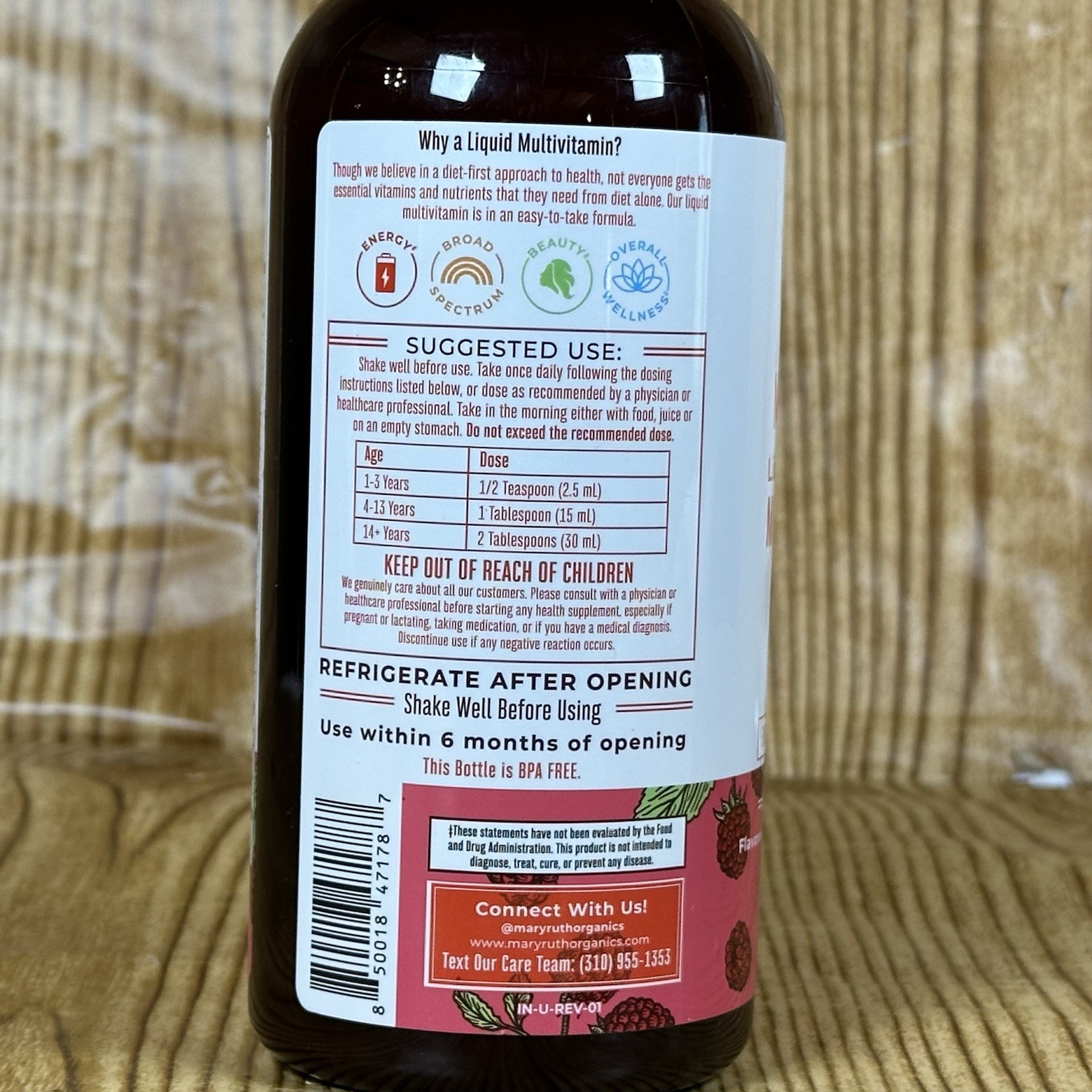 MaryRuth’s Liquid Morning Multivitamin Raspberry 15.22 oz Vegan Sugar Free 11/26