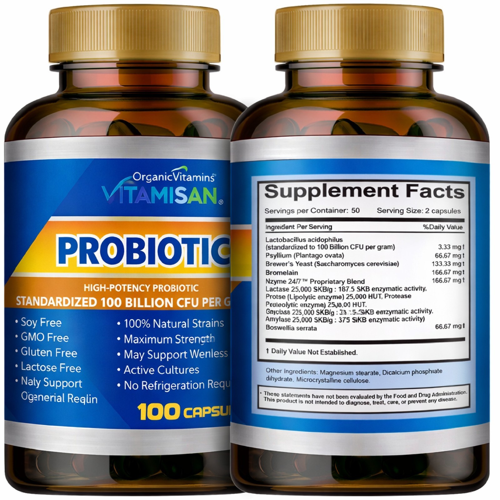 Probiotics 100 Billion CFU Potency Digestive Immune Health 200 Caps NEW