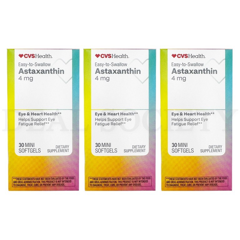CVS Health Easy To Swallow Astaxanthin 4mg 30 Count Each Lot of 3